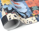 Papier Cadeau Courte classique patchwork - Botaniques audacieuse (Coin rond)