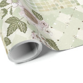 Papier Cadeau Courtepoint Pastel Vert Lilas Patchwork Gingham (Coin rond)