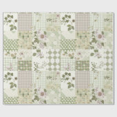 Papier Cadeau Courtepoint Pastel Vert Lilas Patchwork Gingham (Plat)