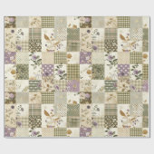 Papier Cadeau Courtepoint Pastel Vert Lilas Patchwork Gingham (Plat)