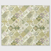 Papier Cadeau Courtepoint Pastel Vert Lilas Patchwork Gingham (Plat)