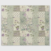 Papier Cadeau Courtepoint Pastel Vert Lilas Patchwork Gingham (Plat)