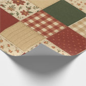 Papier Cadeau Courtepoint patchwork rouge vert Maison de campagn (Coin)