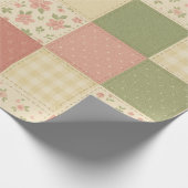 Papier Cadeau Courtepoint Patchwork Vert Rose Fleurie Maison de (Coin)