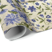 Papier Cadeau courtepointe à patchwork floral bleu (Coin rond)