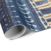 Papier Cadeau courtepointe de boue de boho indigo (Coin rond)