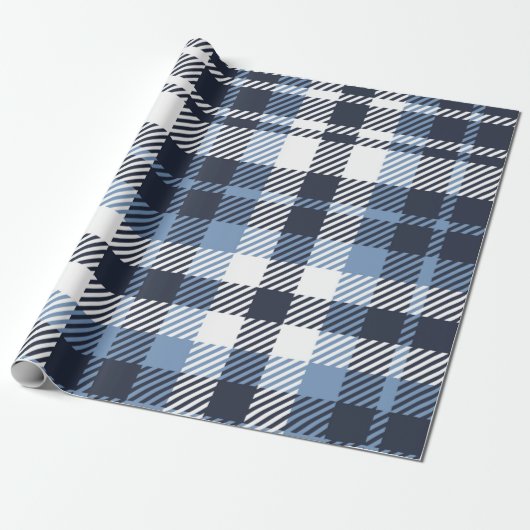 Papier Cadeau Coussin écossais moderne écossais bleu et blanc (Déroulé)