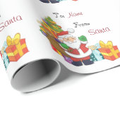 Papier Cadeau Coutume de Père Noël de Noël à et du nom (Coin rond)