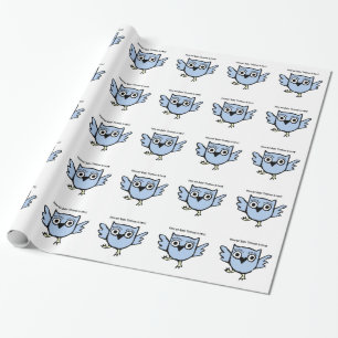 Papier Cadeau Coutume personnalisée de garçon bleu de hibou de