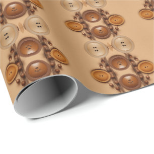 Papier Cadeau couture Café et bouton marron mélange