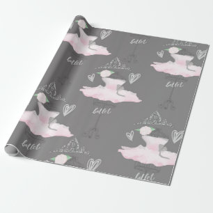 Papier Cadeau Couture rose et gris Ballerina Anniversaire