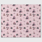 Papier Cadeau Couture rose et noir Mode Motif d'anniversaire (Plat)