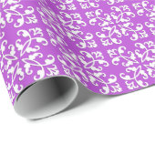 Papier Cadeau Coutwork dentelle - blanc sur amythyste violet (Coin rond)