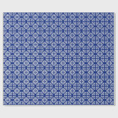 Papier Cadeau Coutwork en dentelle - blanc sur lapin bleu (Plat)