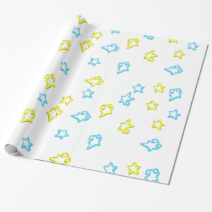 Papier Cadeau Couverture Bleu Et Étoile Jaune