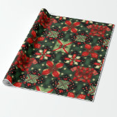 Papier Cadeau Couverture de cadeau festive rouge vert (Déroulé)