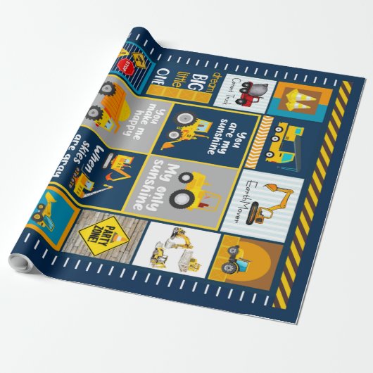 Papier Cadeau Couverture de construction, cadeaux de constructio (Déroulé)
