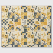 Papier Cadeau Couverture de patchwork gingham jaune floral Cotta (Plat)