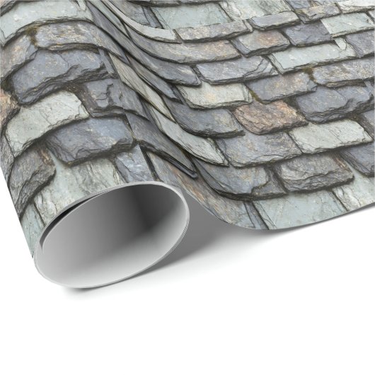 Papier Cadeau Couverture de toit avec des plats d'ardoise (Coin rond)