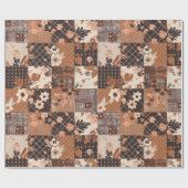 Papier Cadeau Couverture Marron Gingham Campagnard Floral (Plat)