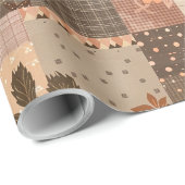 Papier Cadeau Couverture Marron Gingham Campagnard Floral (Coin rond)