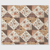 Papier Cadeau Couverture Marron Gingham Campagnard Floral (Plat)