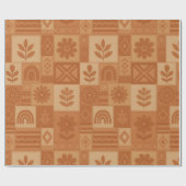 Papier Cadeau Couverture Patchwork en Terracotta Maison de Ferme (Plat)
