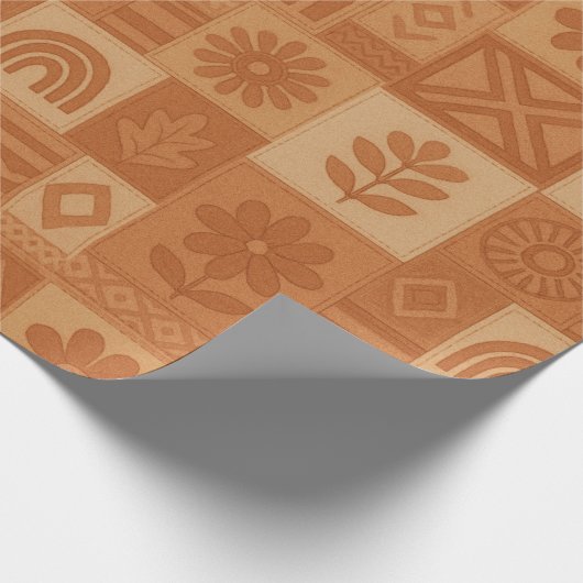 Papier Cadeau Couverture Patchwork en Terracotta Maison de Ferme (Coin)