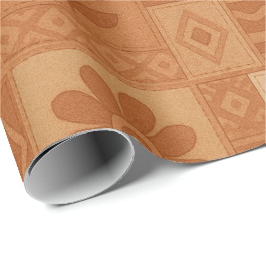 Papier Cadeau Couverture Patchwork en Terracotta Maison de Ferme (Coin rond)