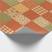 Papier Cadeau Couverture Patchwork en Terre Cuite Fleurs Maison  (Coin)