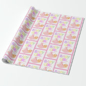 Papier Cadeau Couverture rose Fille Baby shower mignonne Pastel (Déroulé)