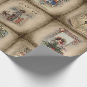 Papier Cadeau Couvertures de livres de Noël rustiques victorien