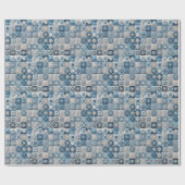 Papier Cadeau Couvre-lit flocon de neige bleu et blanc (Plat)