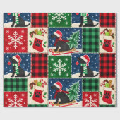 Papier Cadeau Couvre-lit patchwork de Noël Labrador cosy (Plat)