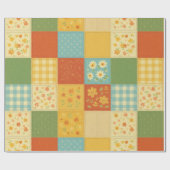 Papier Cadeau Couvre-lit Patchwork Jaune Fleurie Maison de Campa (Plat)