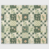 Papier Cadeau Couvre-lit vert patchwork antique carreaux géométr (Plat)