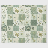 Papier Cadeau Couvre-lit vert patchwork antique carreaux géométr (Plat)