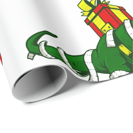 Papier Cadeau covid noël dinosaure visage masque trex cadeau drô (Coin rond)