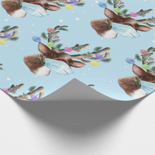 Papier Cadeau Covid Rudolph Reindeer 2020 Masque visage de Noël (Coin)