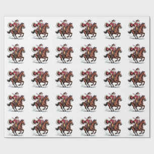 Papier Cadeau Cow-boy Santa Noël de rodéo équestre occidental de