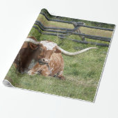 Papier Cadeau Cow Texas Longhorn Photo (Déroulé)