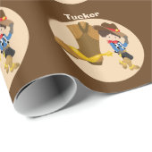 Papier Cadeau Cowboy Anniversaire de enfant Party Monogramme Pet (Coin rond)