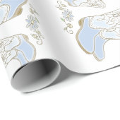 Papier Cadeau Cowboy Baby shower Pays Western Blue Boy (Coin rond)