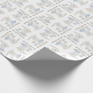 Papier Cadeau Cowboy Baby shower Pays Western Blue Boy
