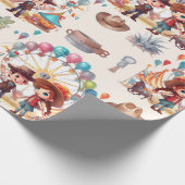 Papier Cadeau Cowboy Carnival Circus Show Anniversaire (Coin)