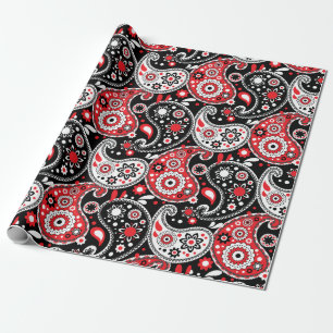 Papier Cadeau Cowboy Christmas Red Paisley Country Western