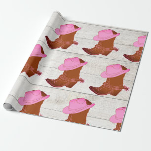 Papier Cadeau Cowboy Cowgirl Russe Rose