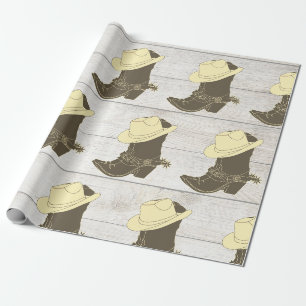 Papier Cadeau Cowboy Cowgirl Russe Wood