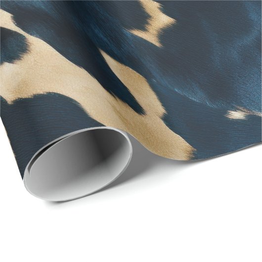 Papier Cadeau Cowboy Cowgirl Western Blue Cream Gold Cowboy (Coin rond)