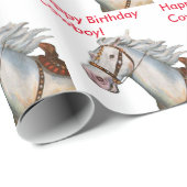 Papier Cadeau Cowboy de joyeux anniversaire (Coin rond)